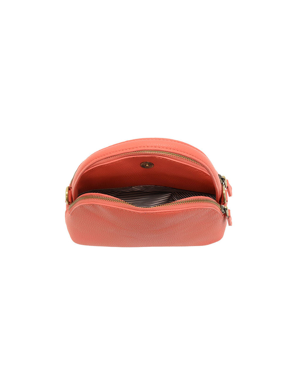 Joy Susan Larissa Double Zip Dome Crossbody Coral Vegan Leather