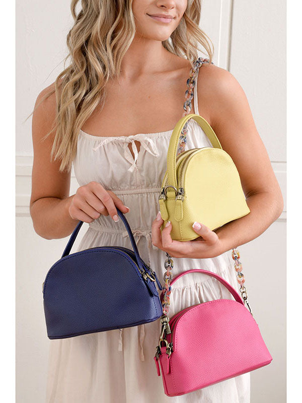 Joy Susan Larissa Double Zip Dome Crossbody Navy Vegan Leather