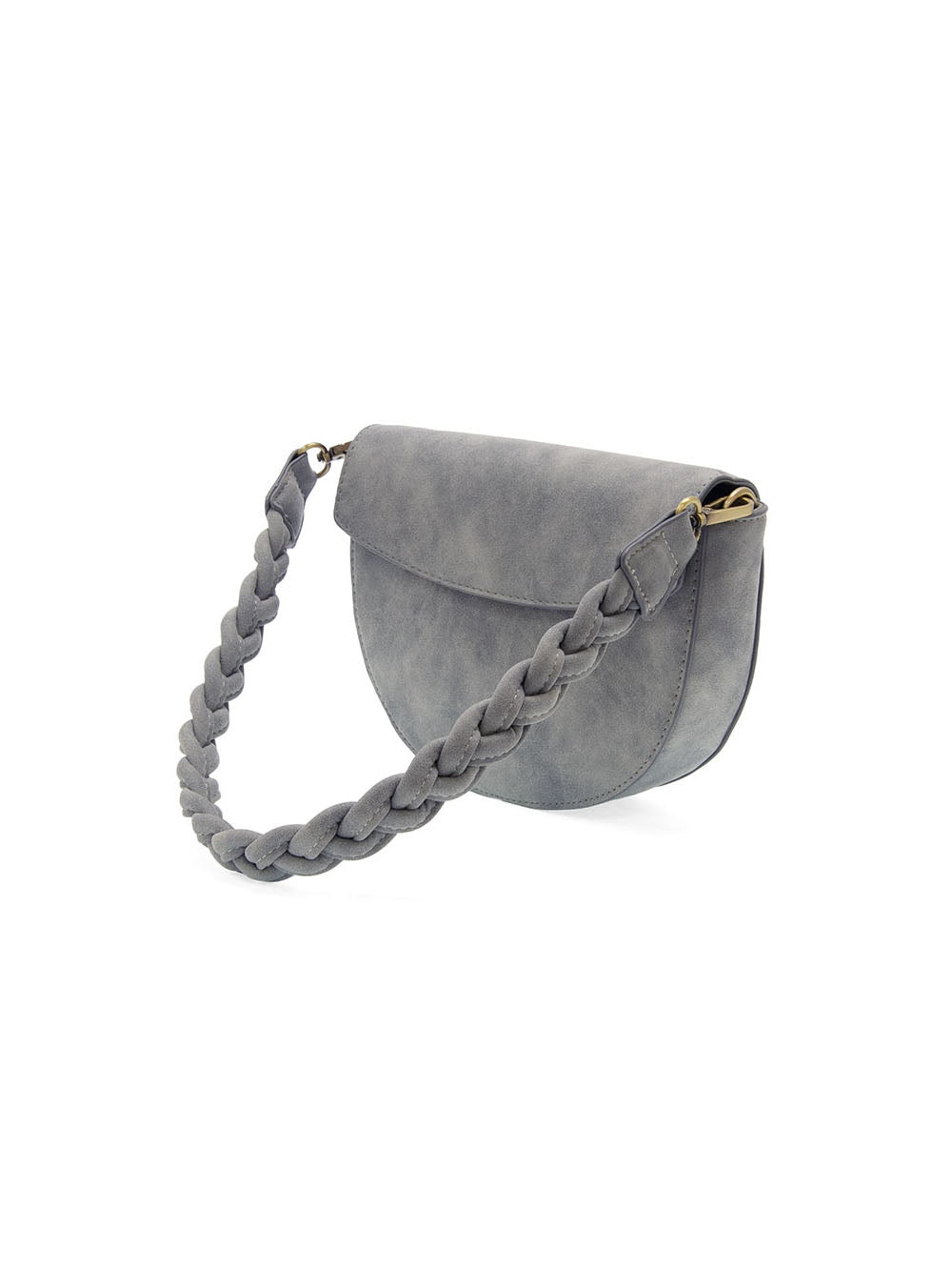 joy susan luna crescent braided handle crossbody bag in light grey