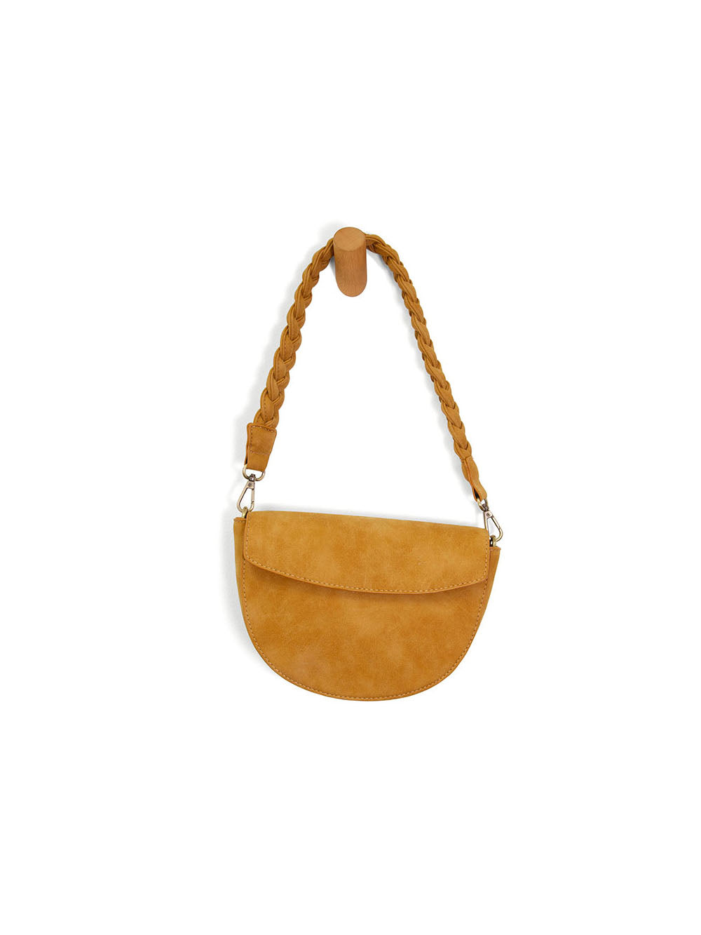 joy susan luna crescent braided handle crossbody bag in peanut tan