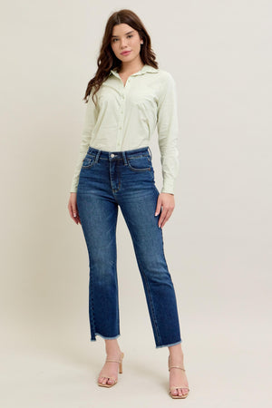 Judy Blue High Waist Kick Flare Jeans  in dark wash 