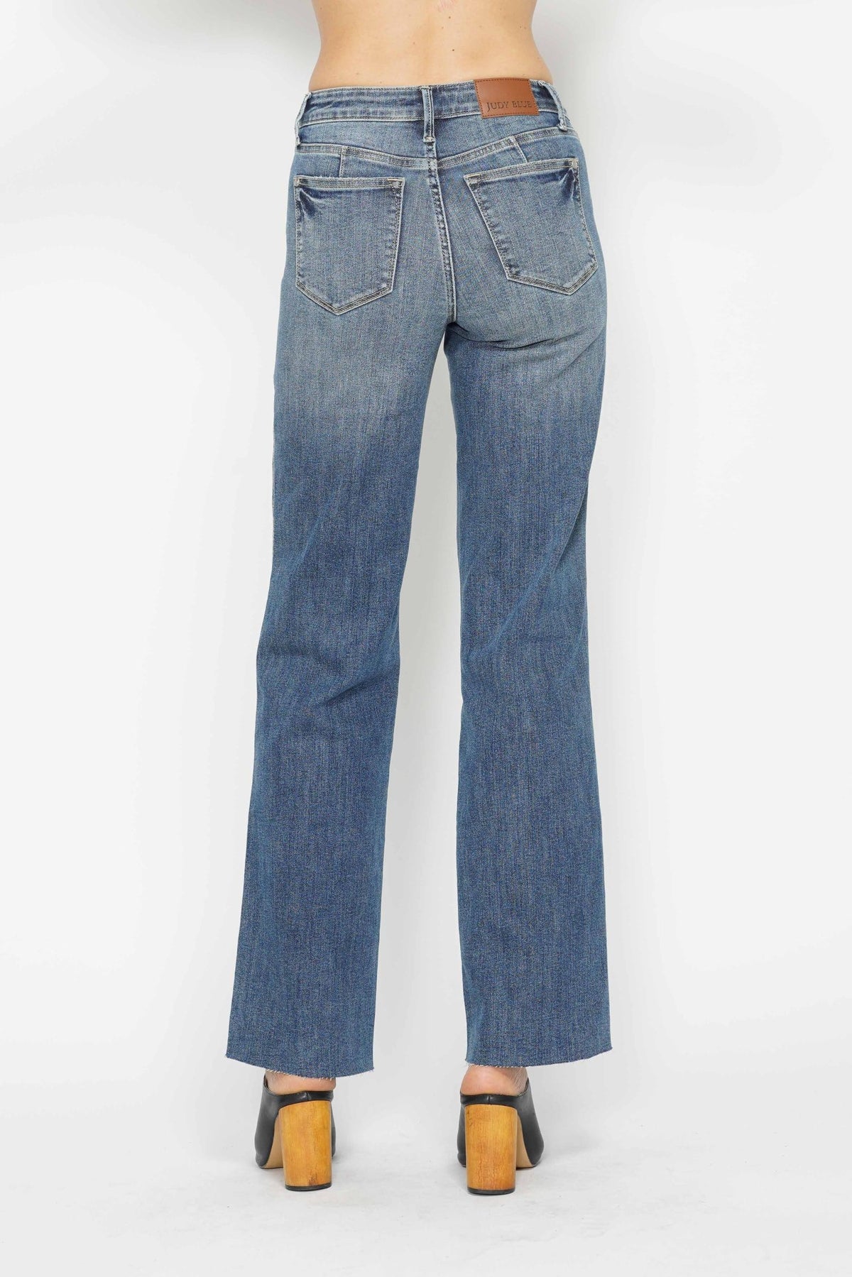 Judy Blue Medium Rise Tummy Control Vintage Straight Jeans in medium wash-back