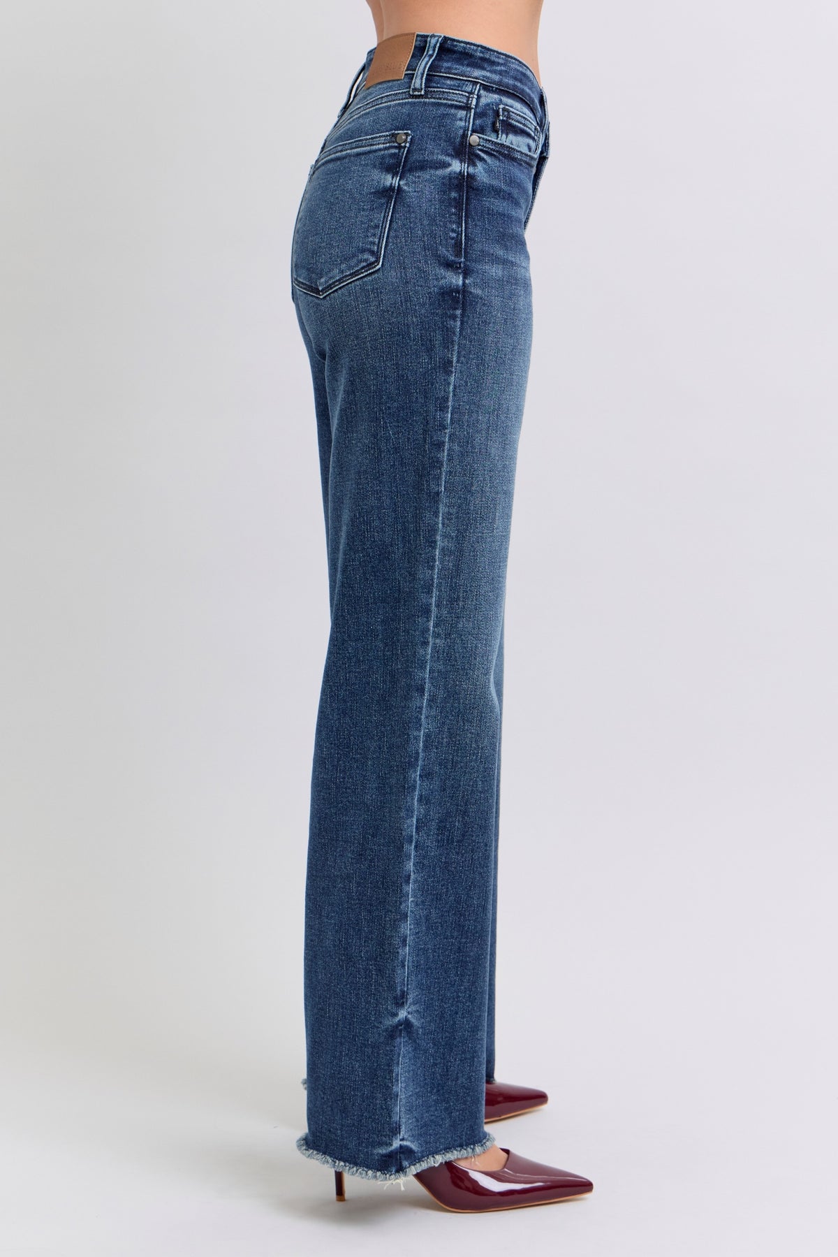 Judy Blue Mid Rise Wide Leg With Tint Jeans in dark wash-side