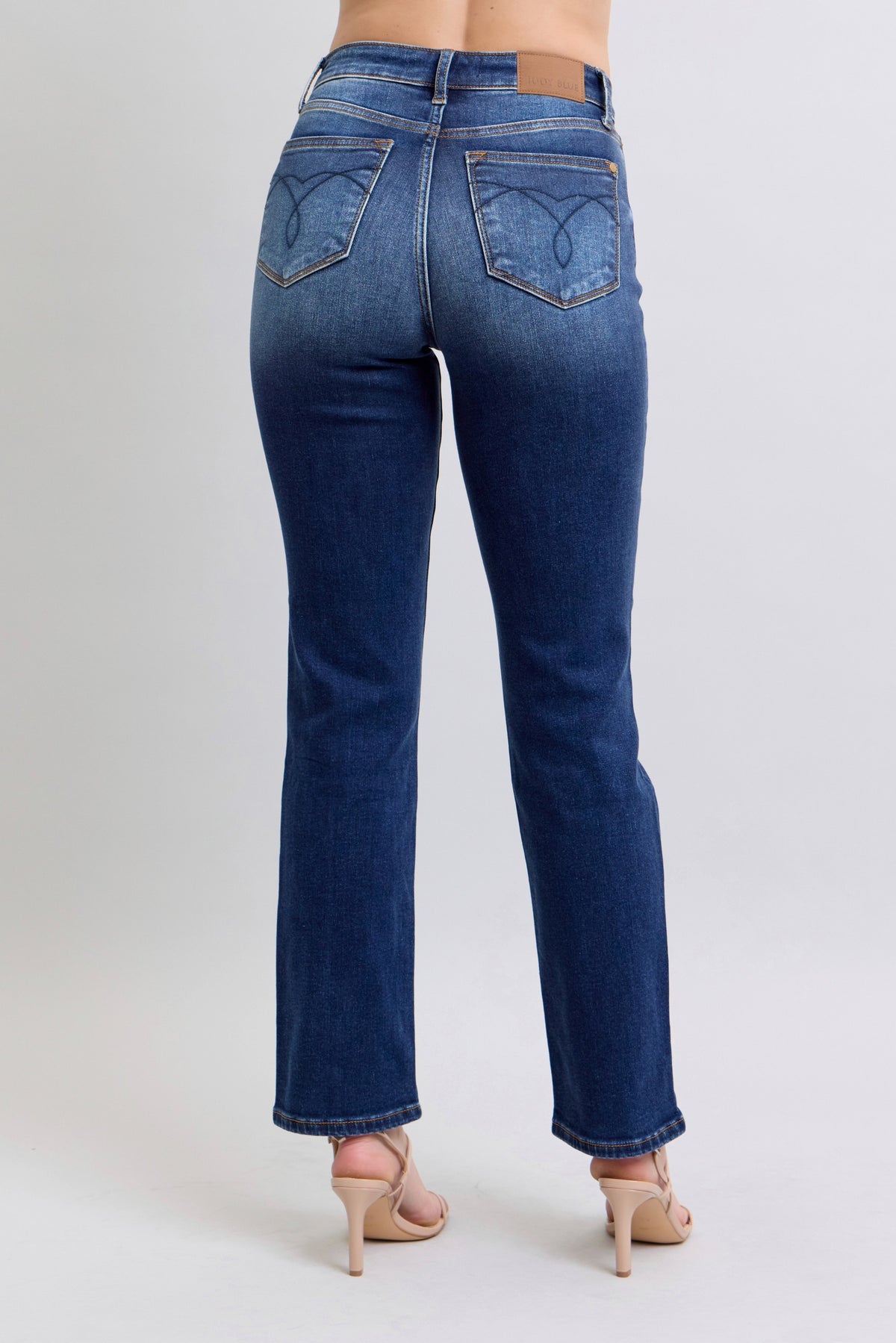 Judy Blue Vintage Wash Thermal Straight Leg Jeans- back