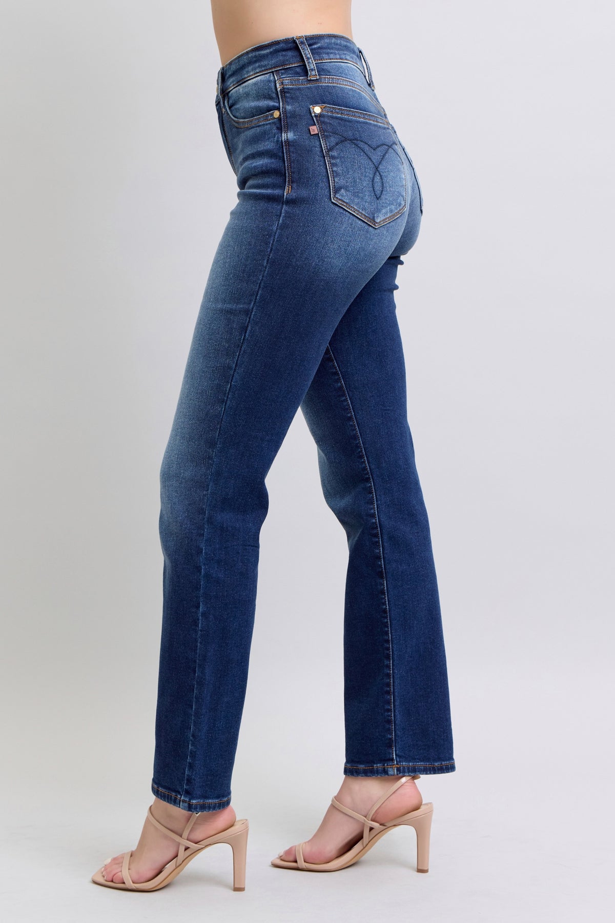 Judy Blue Vintage Wash Thermal Straight Leg Jeans- side