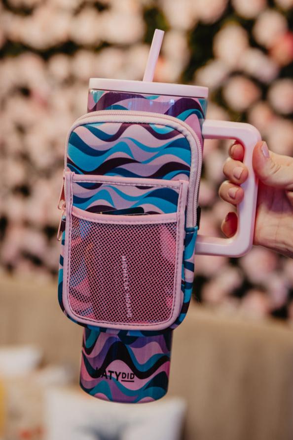 Katydid Pink Purple Green Swirl Tumbler Zipper Pouch