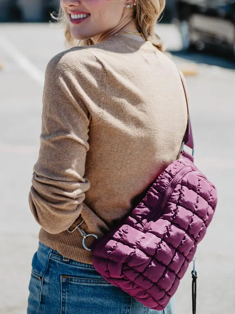 katydid free people dupe plum quilted crossbody sling bag