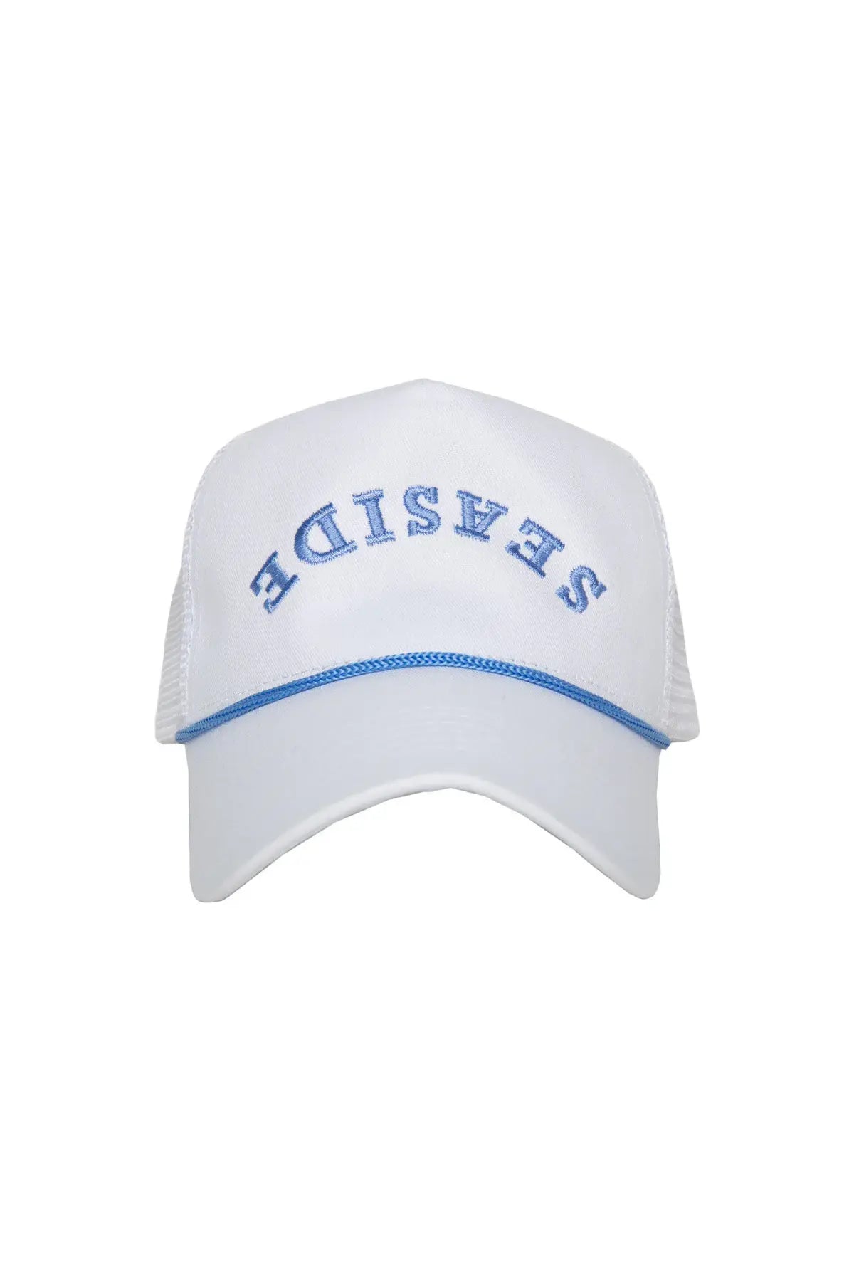 Katydid Seaside Florida Upside Down Trucker Hat White Light Blue