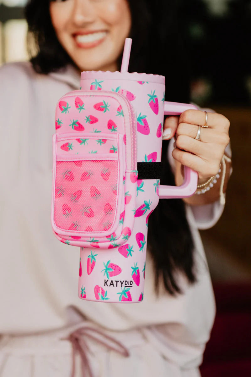 Katydid Subtle Strawberry Tumbler Zipper Pouch