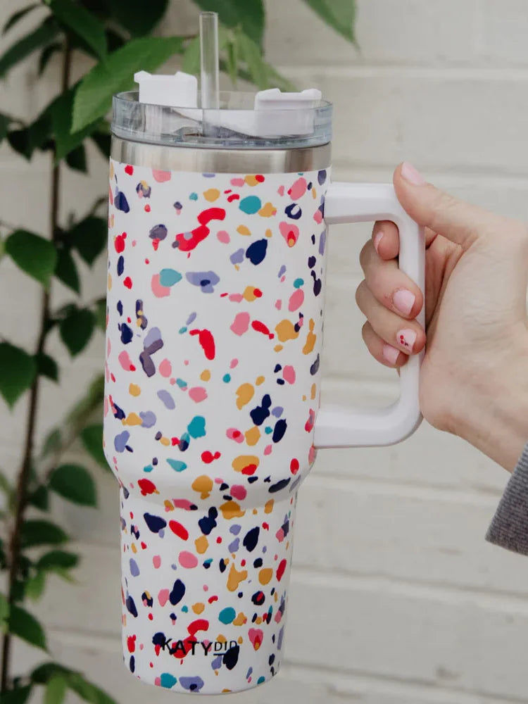 Confetti Rainbow Insulated Tumbler with Handle 40oz