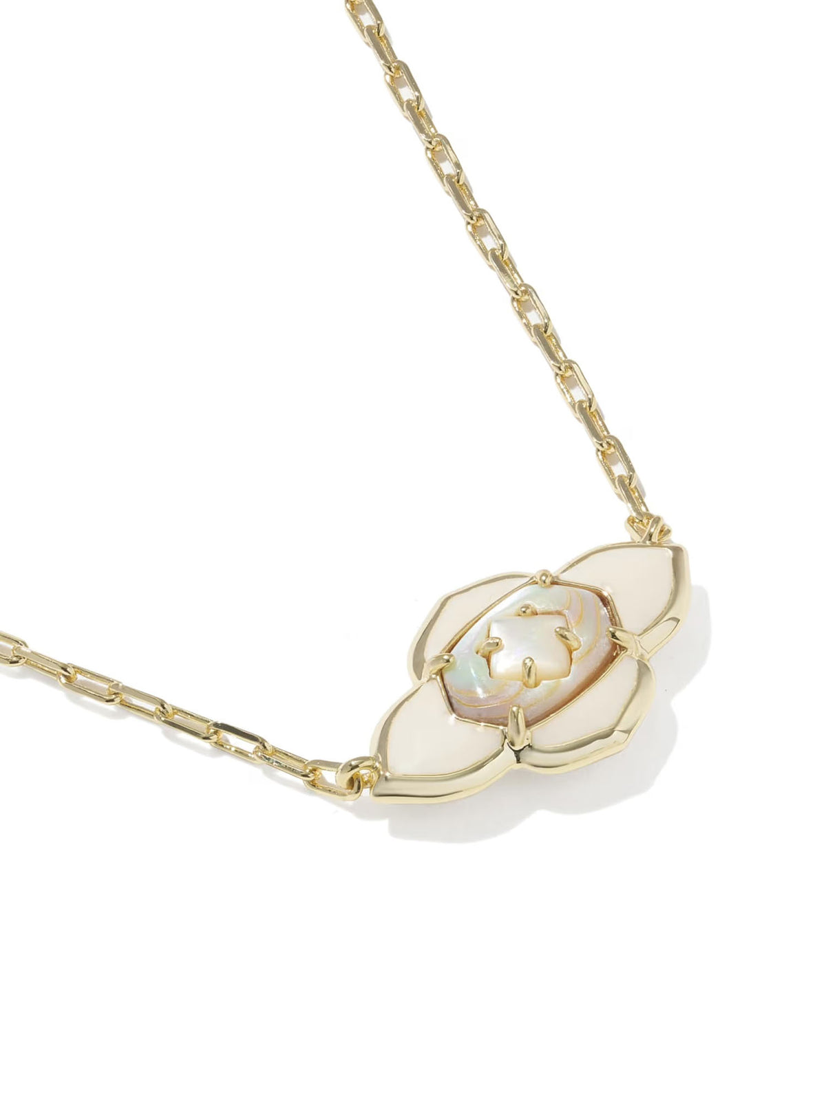 Kendra Scott Abbie Medallion Gold Short Pendant Necklace in Neutral Mix