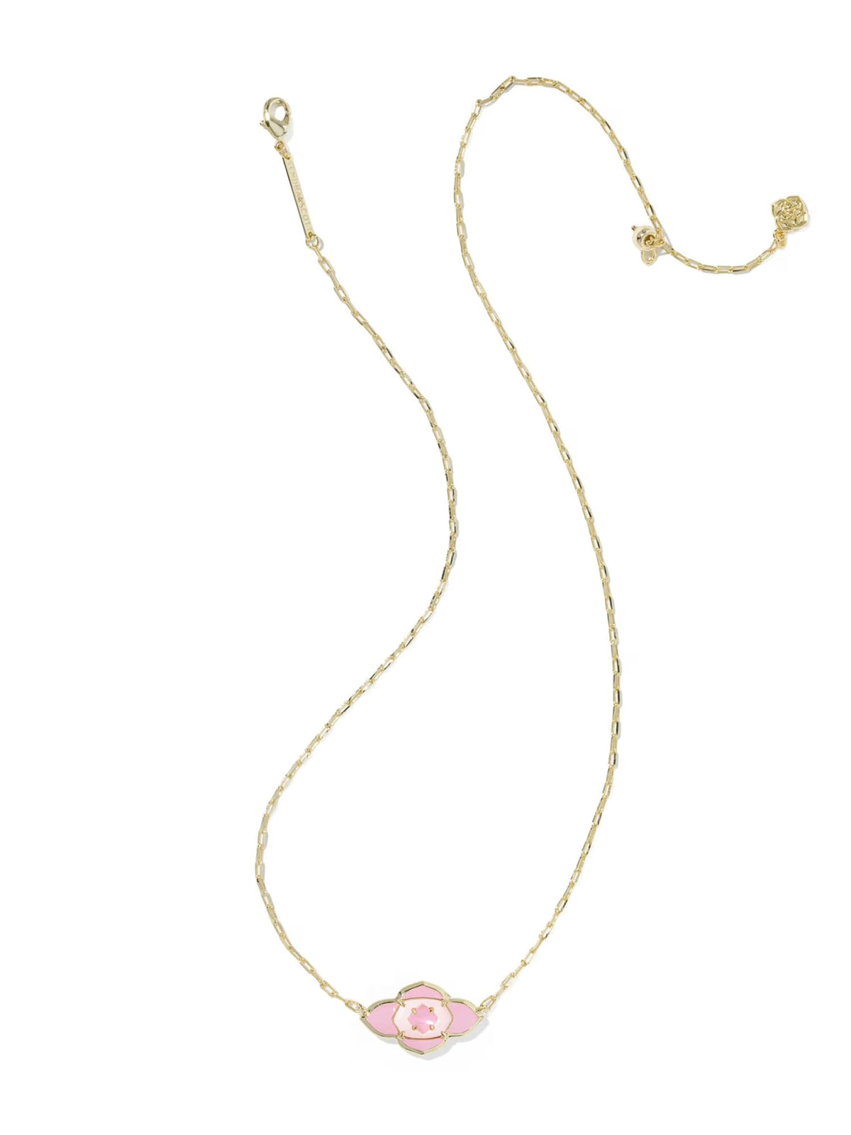 Kendra Scott Abbie Medallion Gold Short Pendant Necklace in Pink Mix