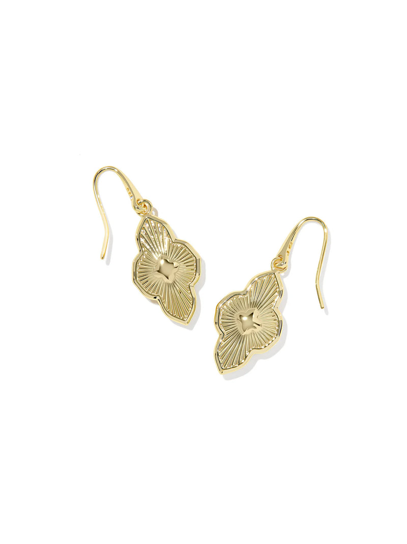 Kendra Scott Abbie Medallion Gold Small Drop Earrings in Hot Pink Mix