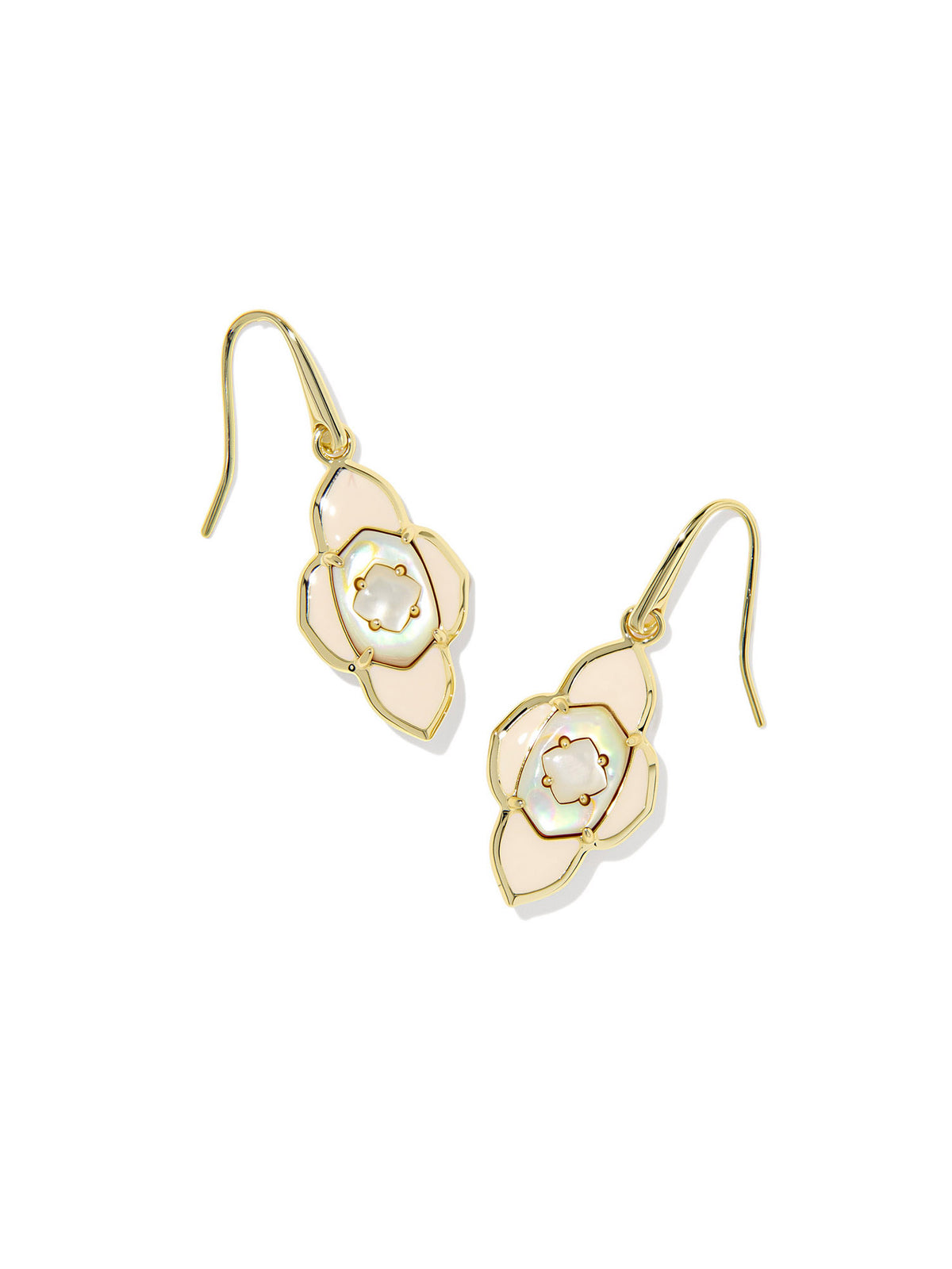 Kendra Scott Abbie Medallion Gold Small Drop Earrings in Neutral Mix