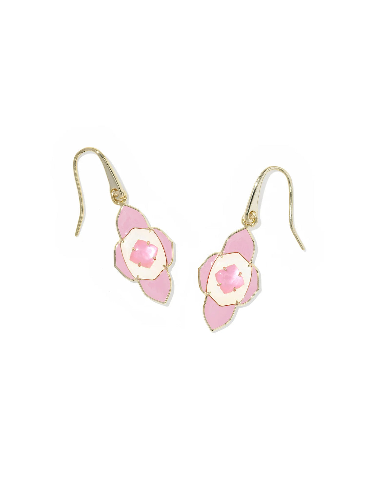 Kendra Scott Abbie Medallion Gold Small Drop Earrings in Pink Mix