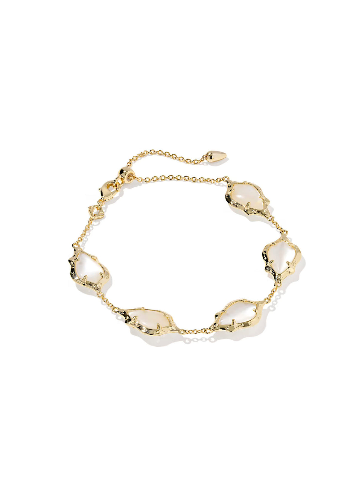 Kendra Scott Adriana Scallop Frame Gold Delicate Chain Bracelet in Natural Mother-of-Pearl