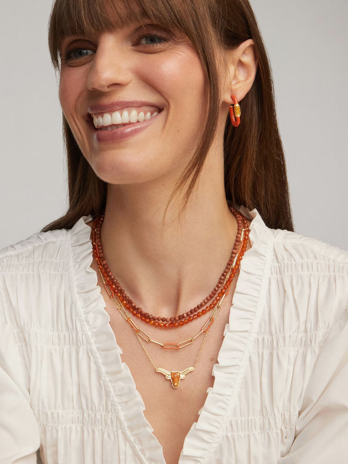 Kendra Scott Ainsley Gold Convertible Chain Necklace in Dark Orange