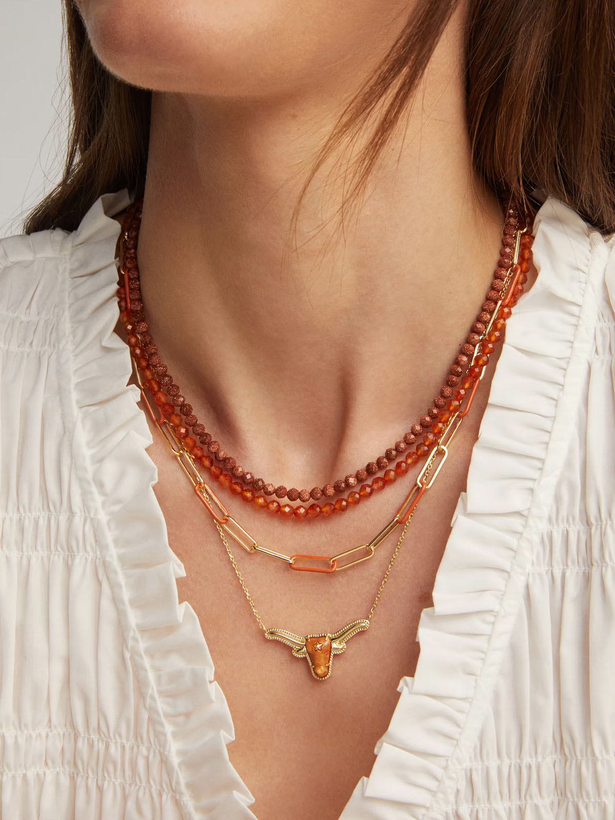 Kendra Scott Ainsley Gold Convertible Chain Necklace in Dark Orange