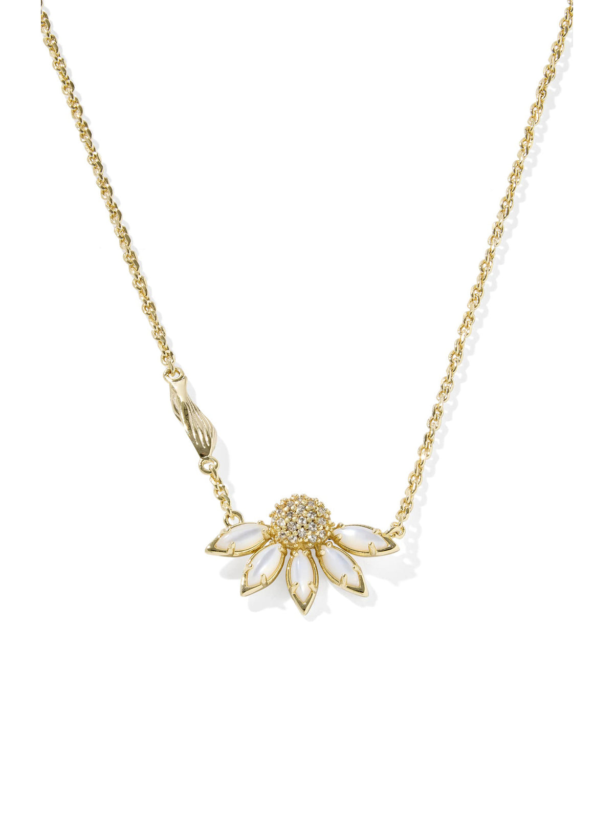 Kendra Scott Anya Flower Gold Short Pendant Necklace in Ivory Mix