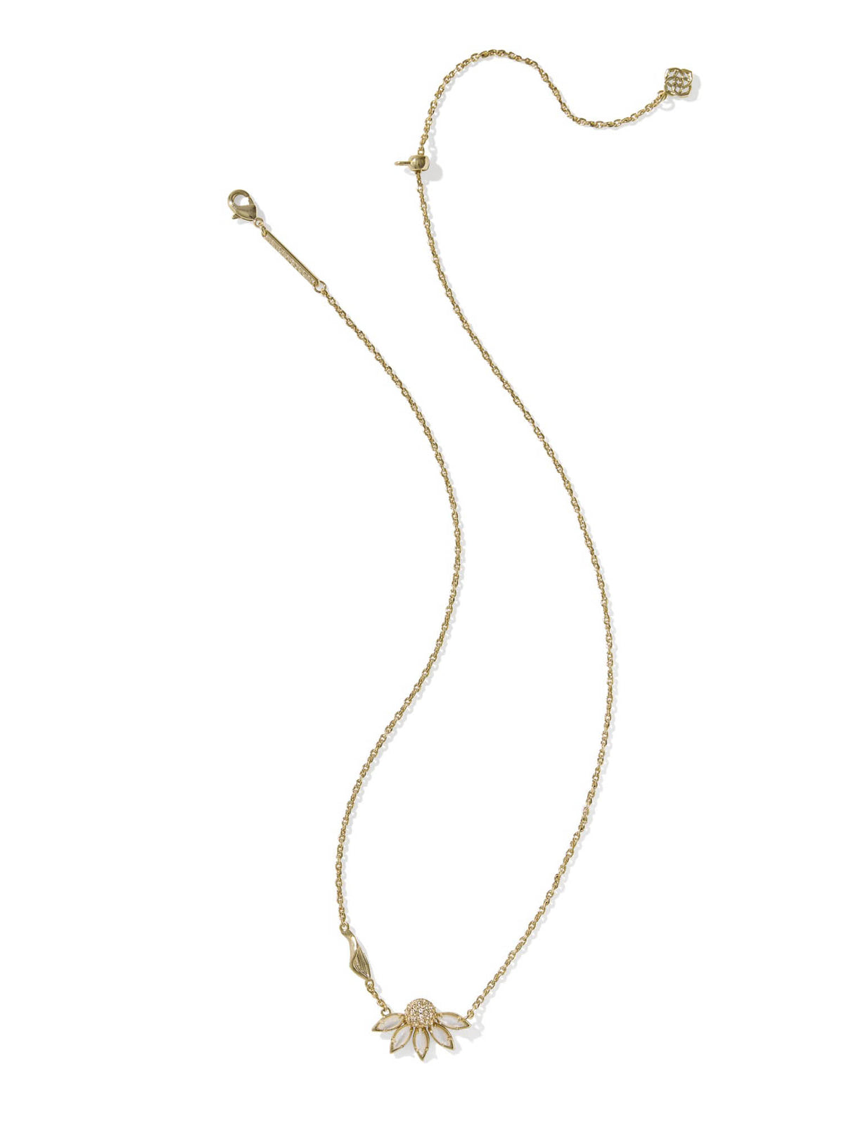 Kendra Scott Anya Flower Gold Short Pendant Necklace in Ivory Mix