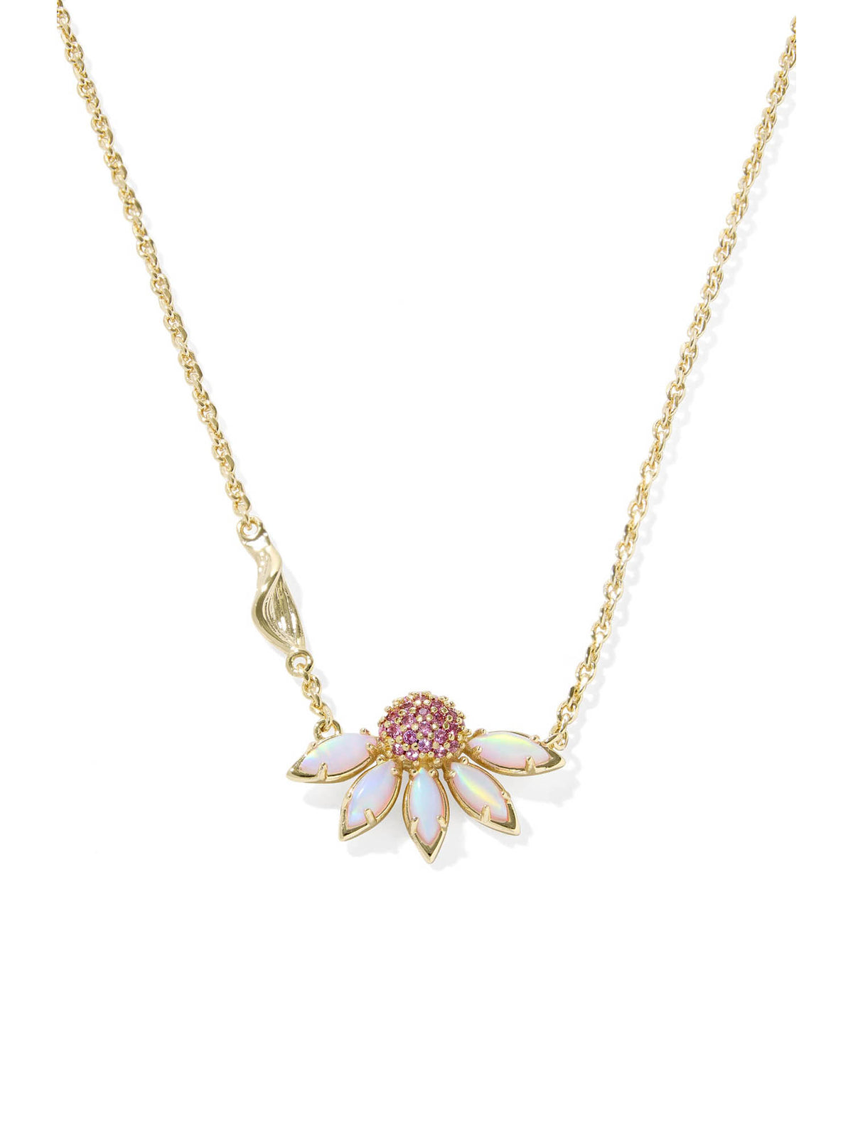 Kendra Scott Anya Flower Gold Short Pendant Necklace in Light Pink Mix