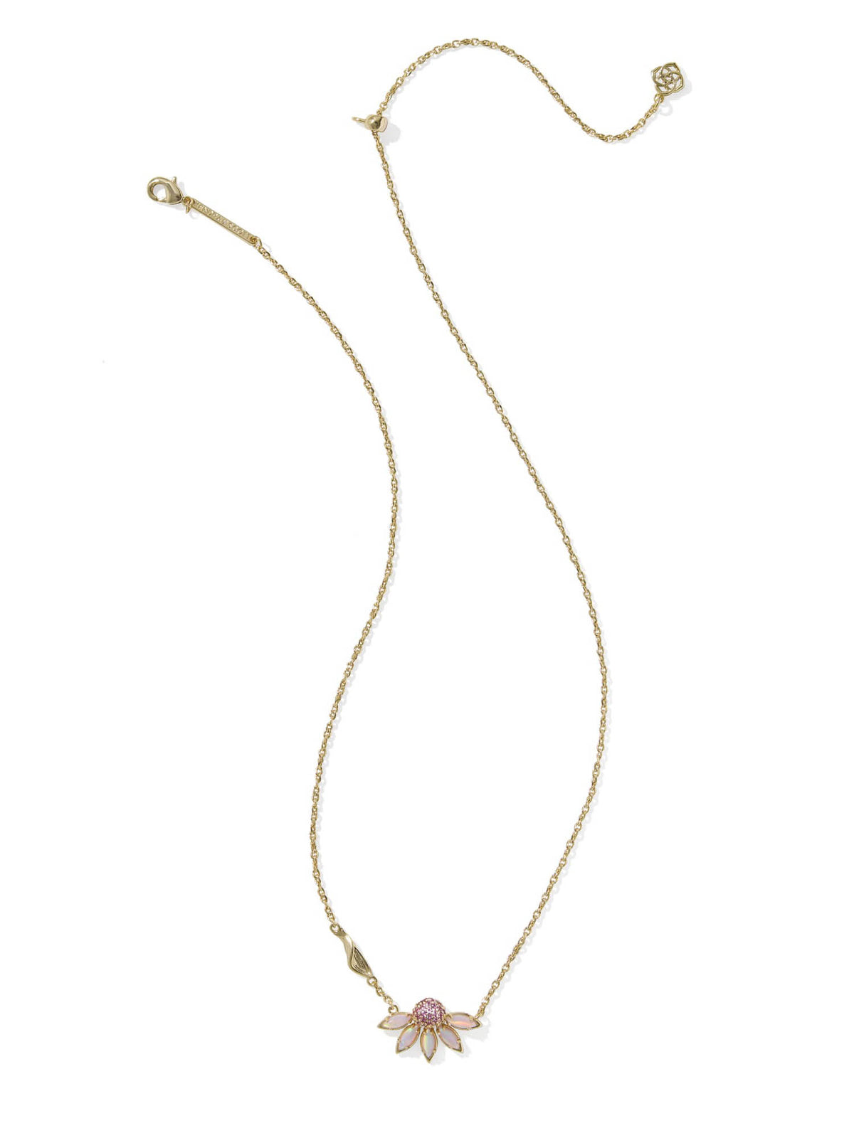 Kendra Scott Anya Flower Gold Short Pendant Necklace in Light Pink Mix