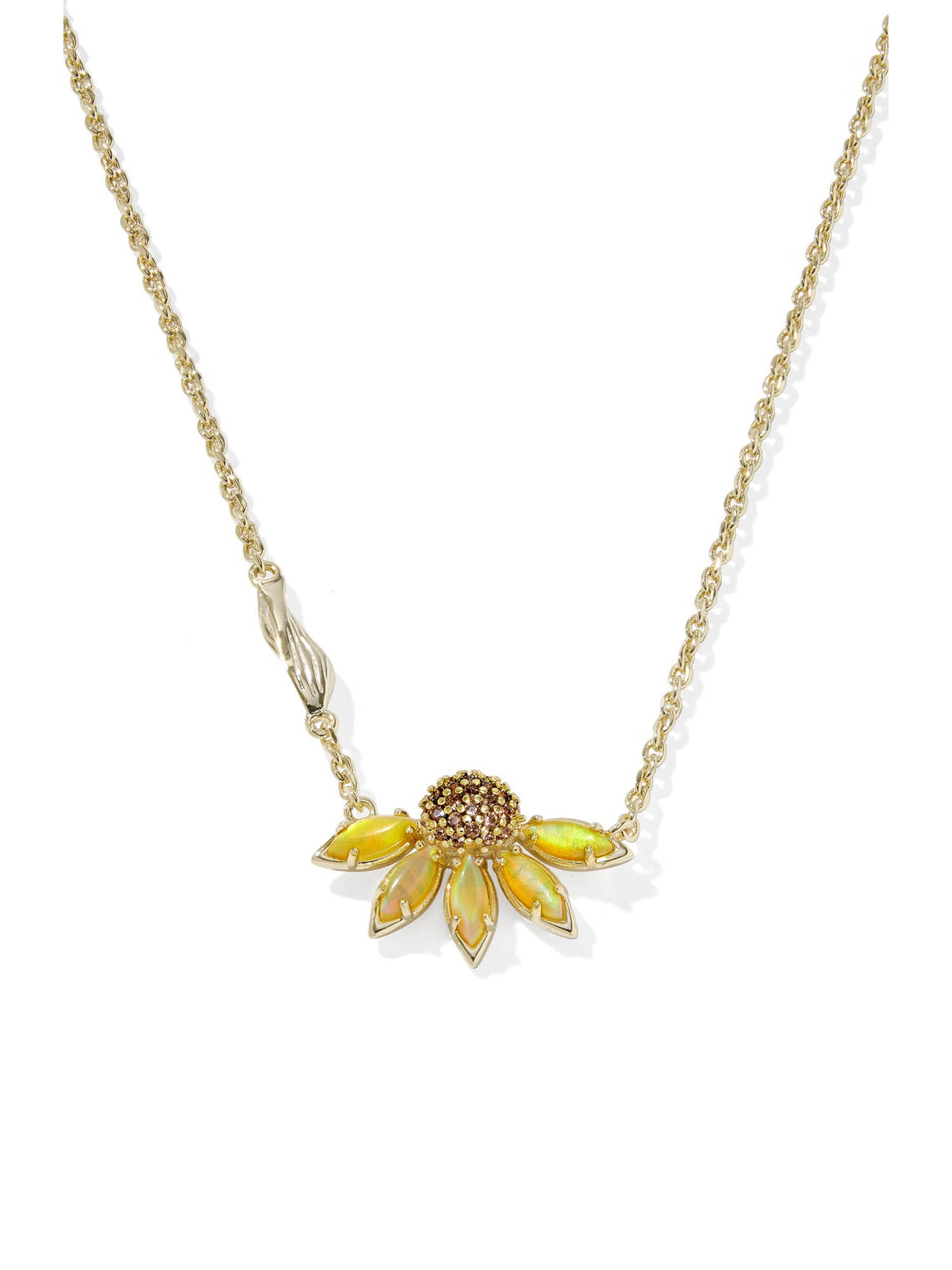 Kendra Scott Anya Flower Gold Short Pendant Necklace in Yellow Mix