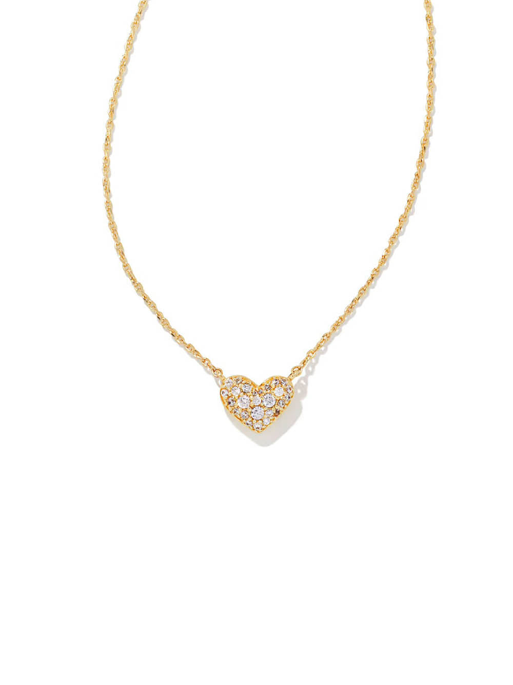Kendra Scott Ari & Haven Heart Necklace Gift Set Ari Gold Pave Crystal Heart Necklace Haven Heart Gold Strand Necklace White CZ
