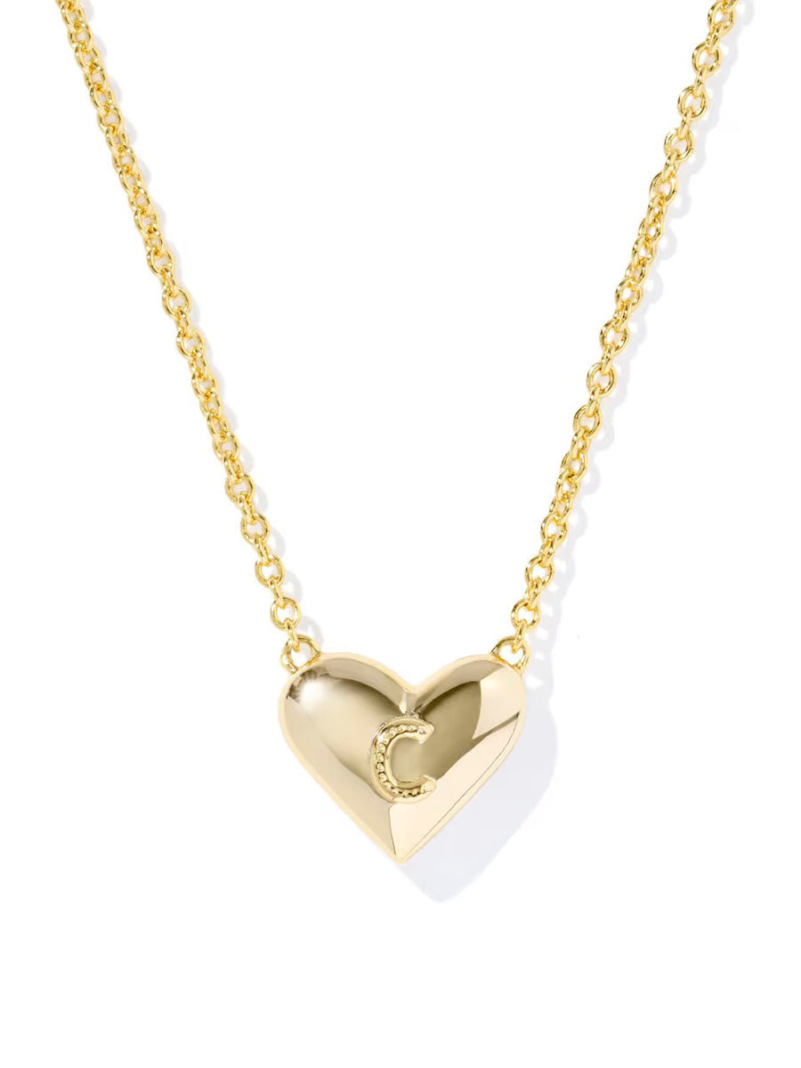 Kendra Scott Ari Heart Letter C Gold Short Pendant Necklace in Ivory Mother-of-Pearl