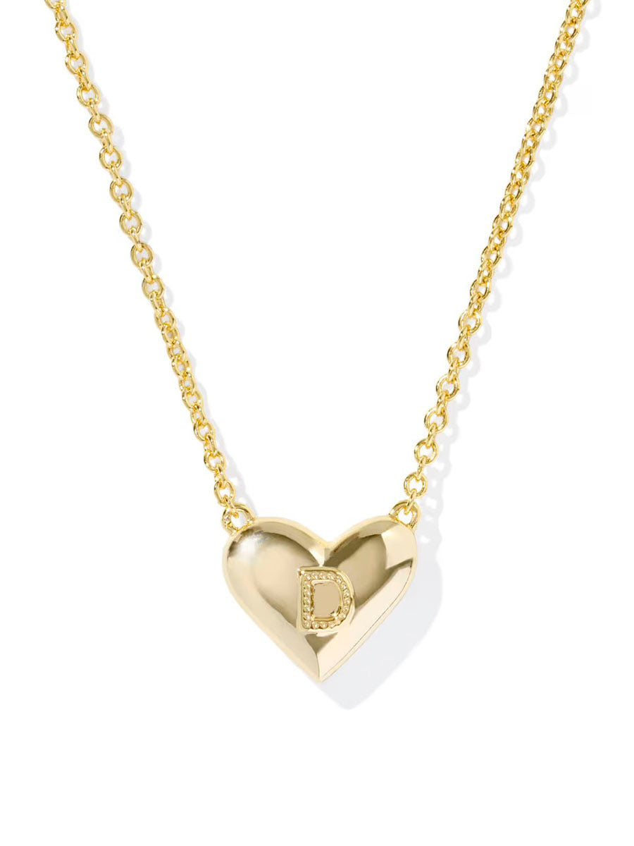 Kendra Scott Ari Heart Letter D Gold Short Pendant Necklace in Ivory Mother-of-Pearl
