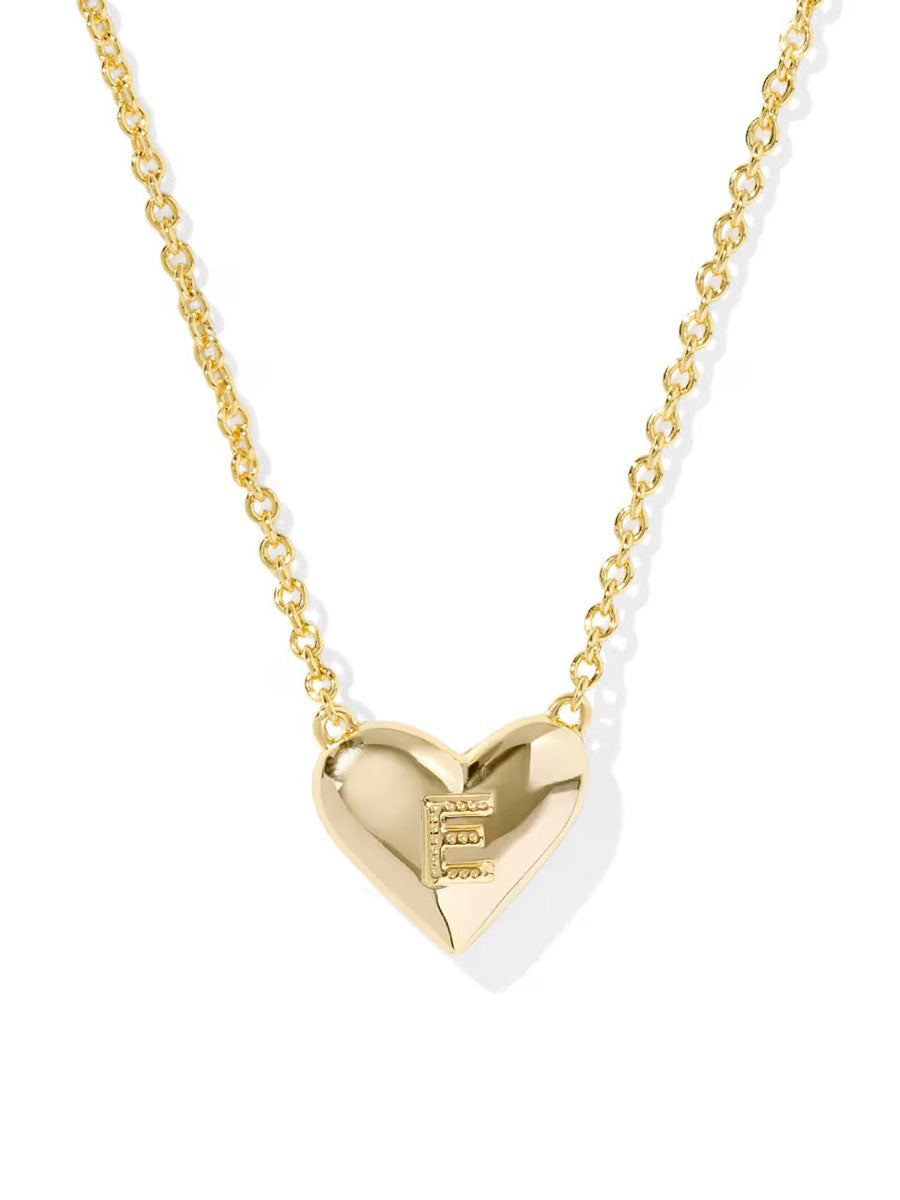 Kendra Scott Ari Heart Letter E Gold Short Pendant Necklace in Ivory Mother-of-Pearl