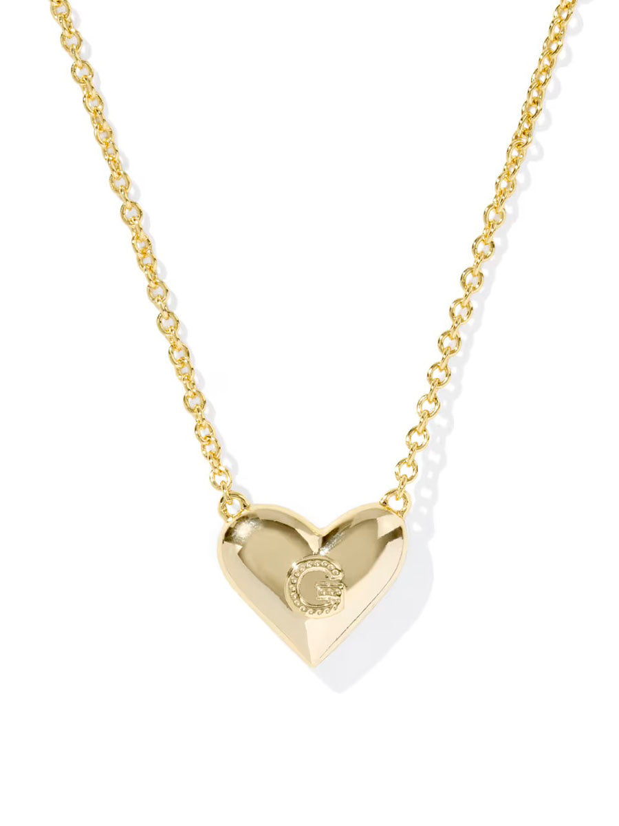 Kendra Scott Ari Heart Letter G Gold Short Pendant Necklace in Ivory Mother-of-Pearl