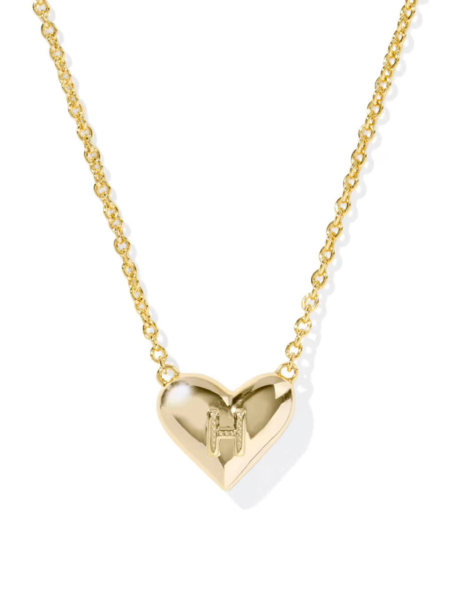 Kendra Scott Ari Heart Letter H Gold Short Pendant Necklace in Ivory Mother-of-Pearl