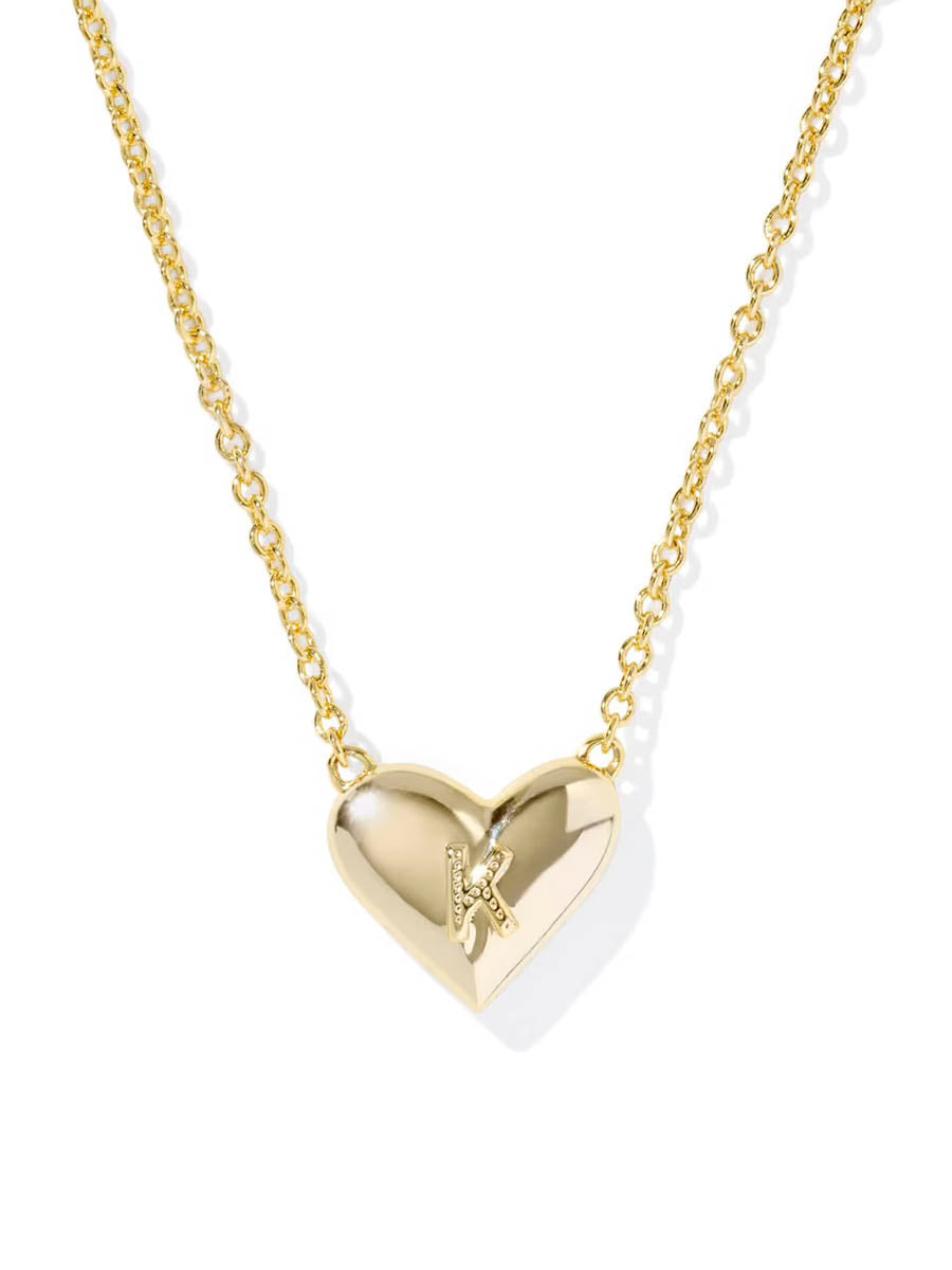 Kendra Scott Ari Heart Letter K Gold Short Pendant Necklace in Ivory Mother-of-Pearl