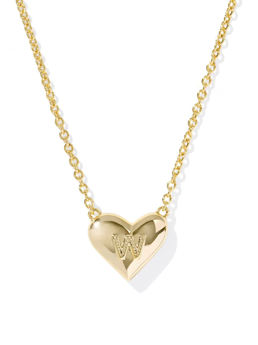 Kendra Scott Ari Heart Letter W Gold Short Pendant Necklace in Ivory Mother-of-Pearl