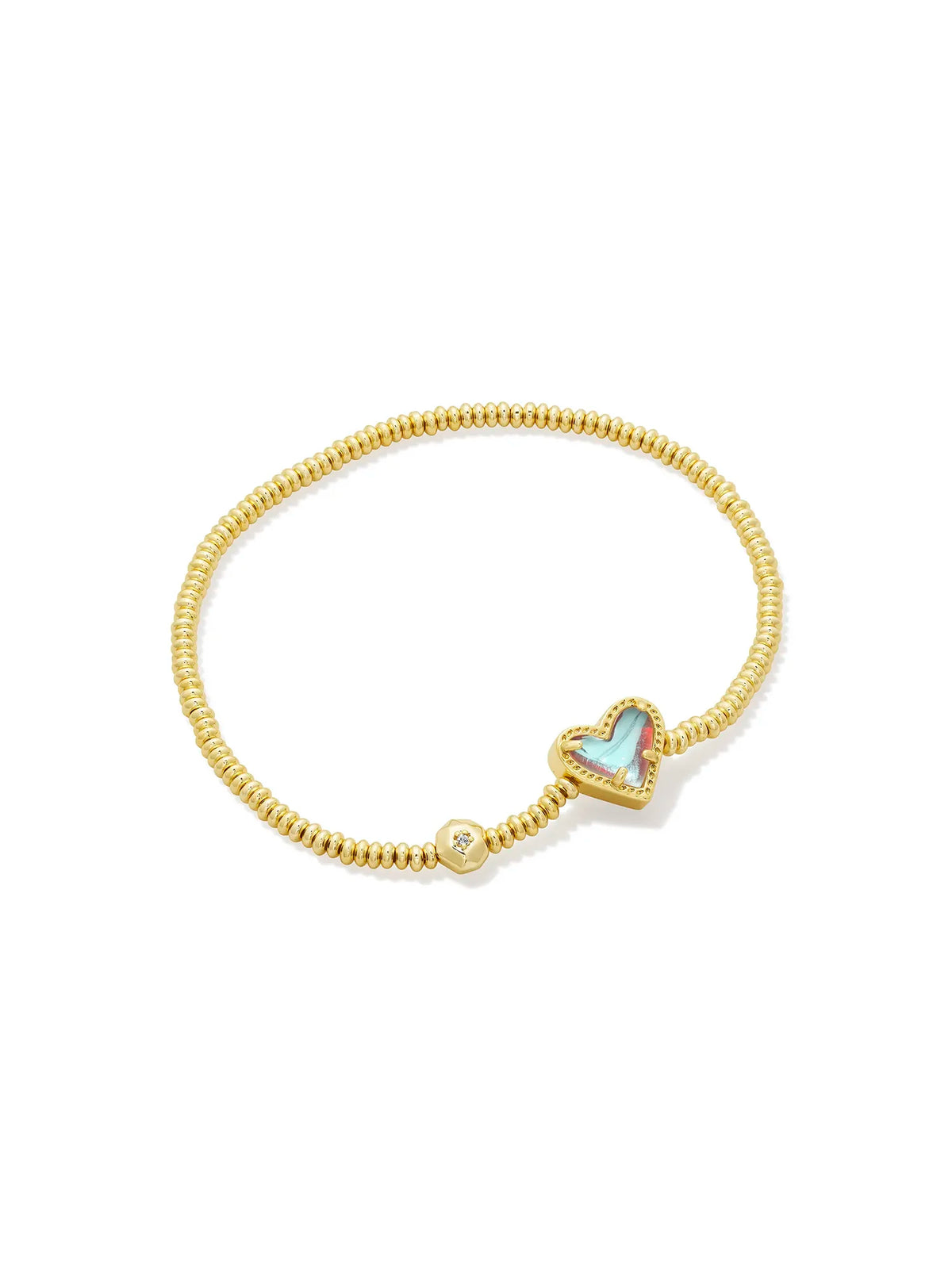 Kendra Scott Ari Heart Gold Stretch Bracelet in Dichroic Glass