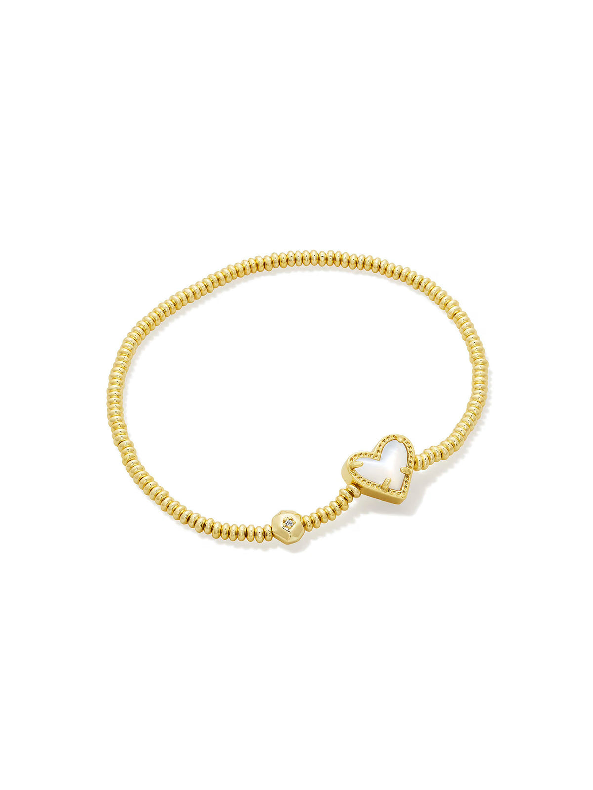 Kendra Scott Ari Heart Gold Stretch Bracelet in Ivory Mother-of-Pearl