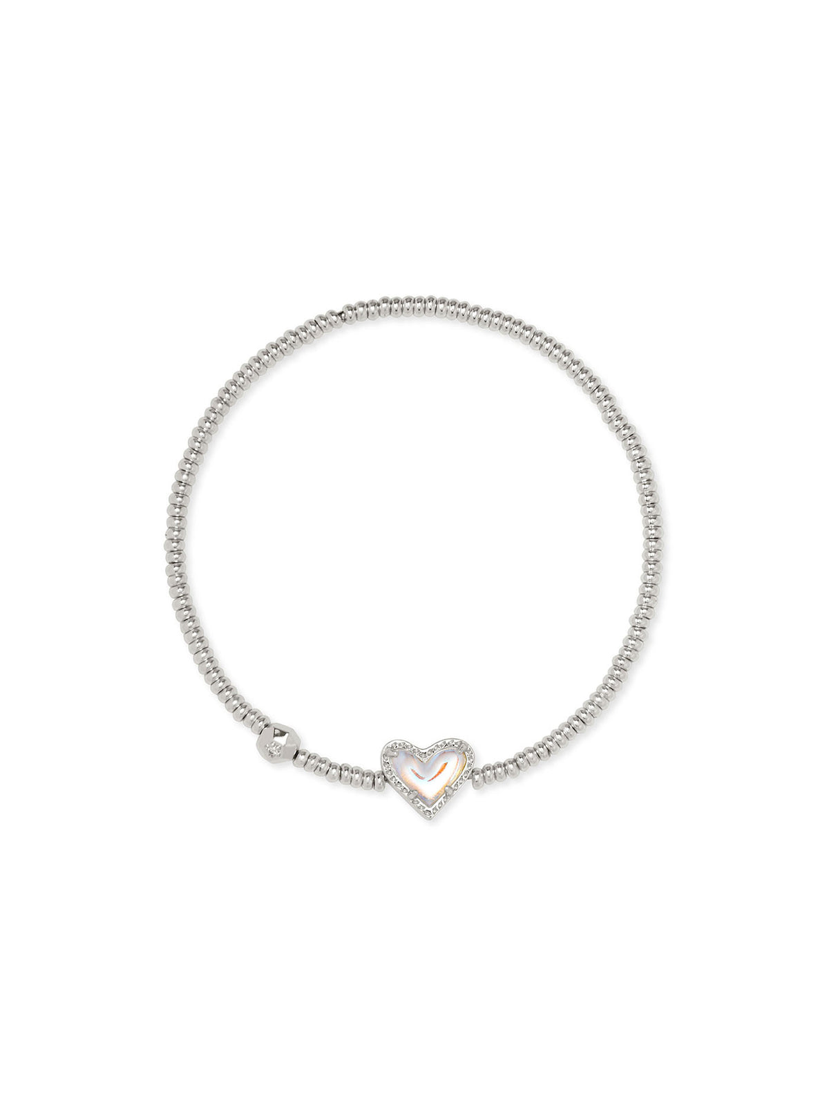 Kendra Scott Ari Heart Silver Stretch Bracelet in Dichroic Glass
