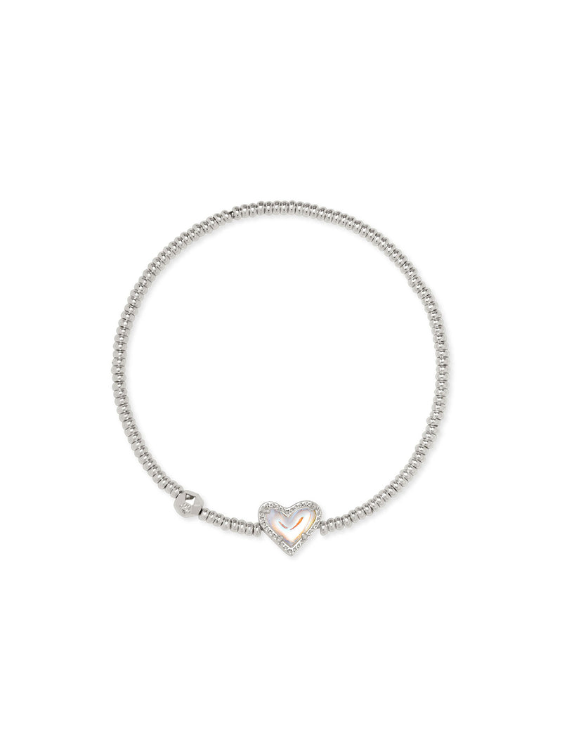 Kendra Scott Ari Heart Silver Stretch Bracelet in Dichroic Glass