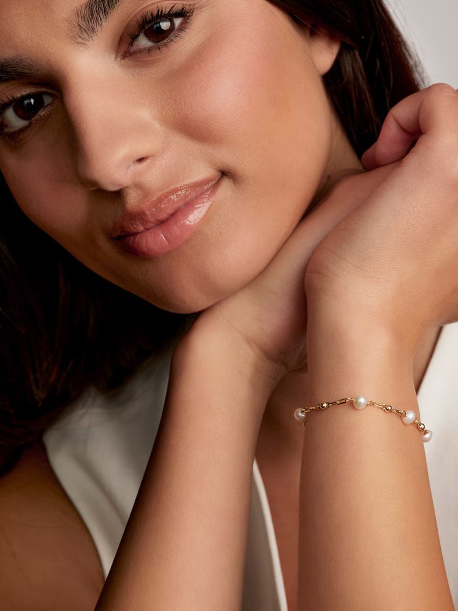 Kendra Scott Ashton Gold Delicate Chain Bracelet Pearl