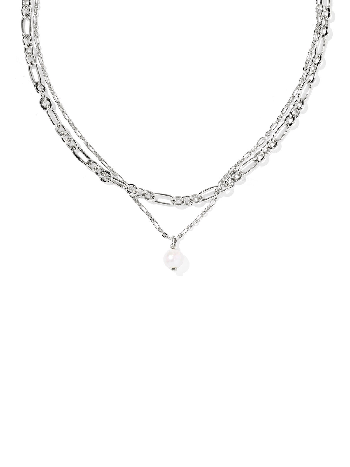 Kendra Scott Ashton Silver Multi Strand Necklace Freshwater Cultured Pearl
