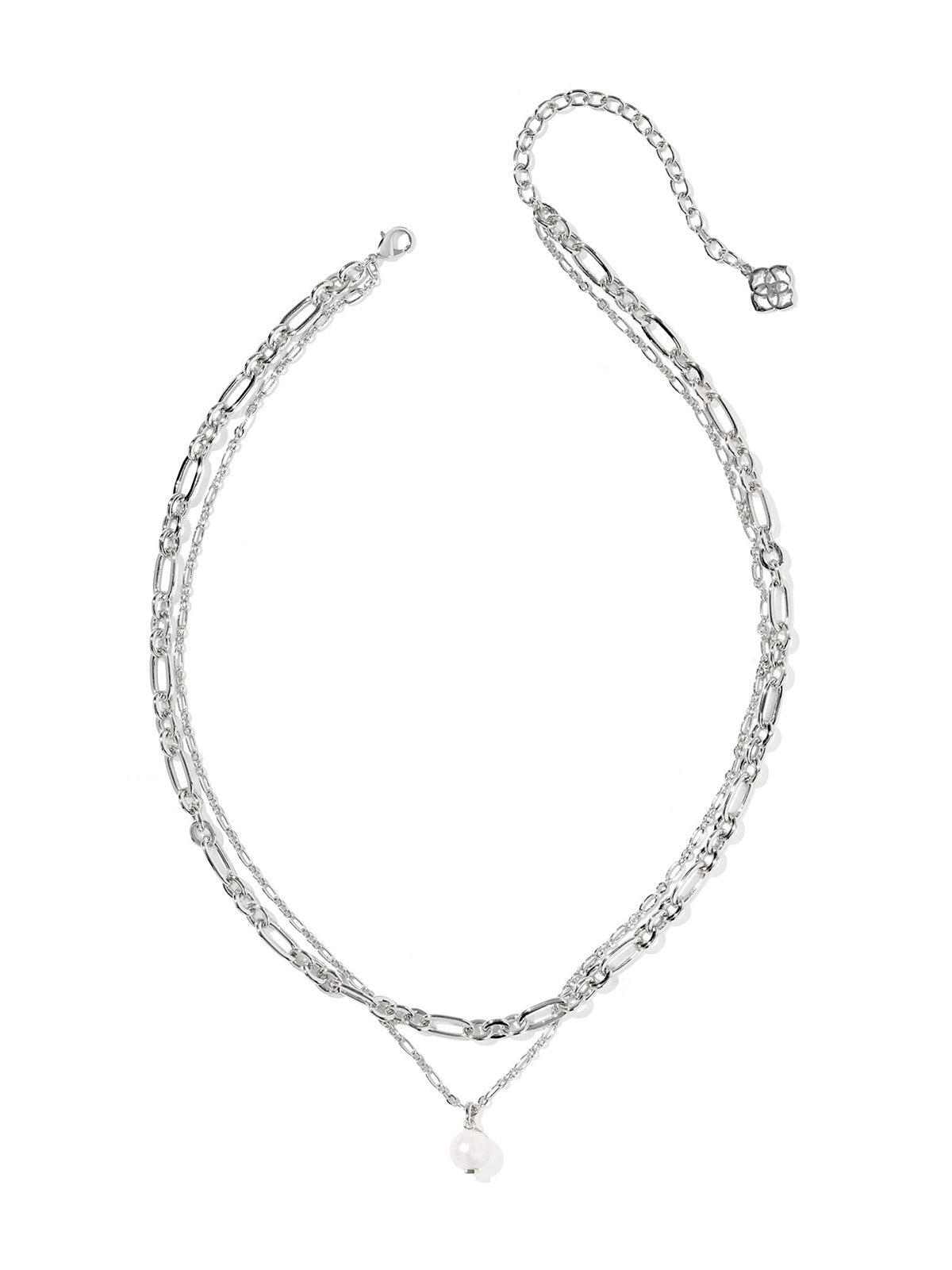 Kendra Scott Ashton Silver Multi Strand Necklace Freshwater Cultured Pearl