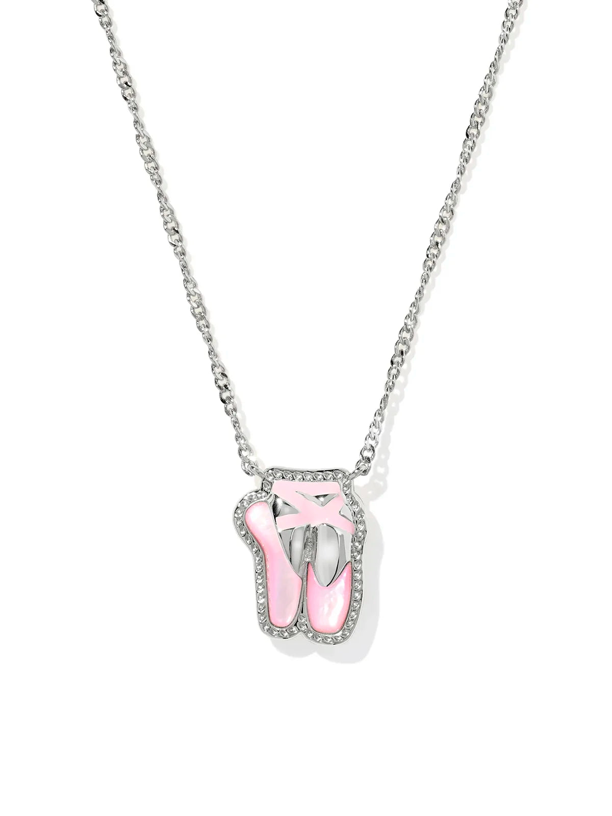 Kendra Scott Ballet Silver Short Pendant Necklace in Blush Mother-of-Pearl