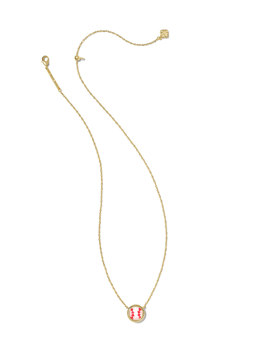 Kendra Scott Baseball Gold Short Pendant Necklace in Ivory Mother-of-Pearl