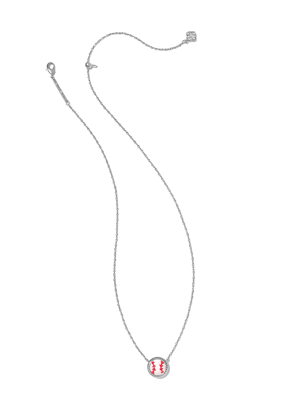 Kendra Scott Baseball Silver Short Pendant Necklace in Ivory Mother-of-Pearl