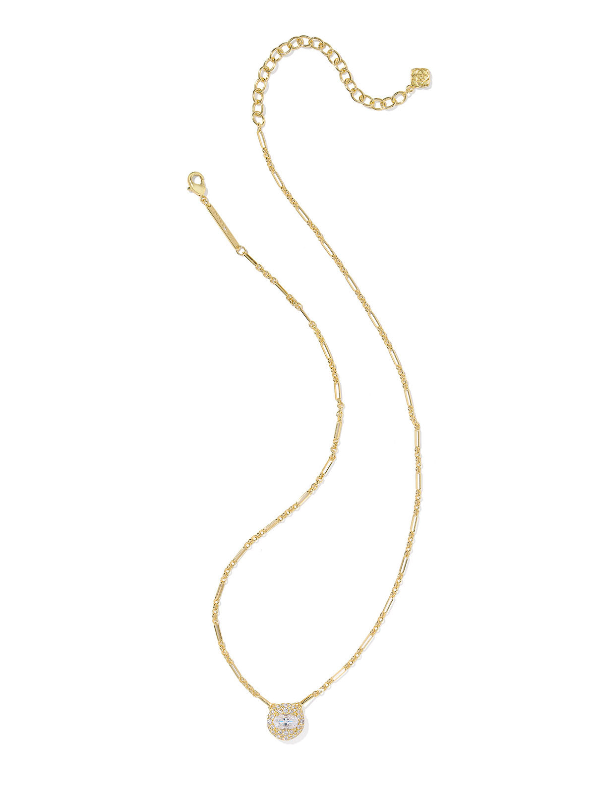 Kendra Scott Bella Gold Short Pendant Necklace in White CZ