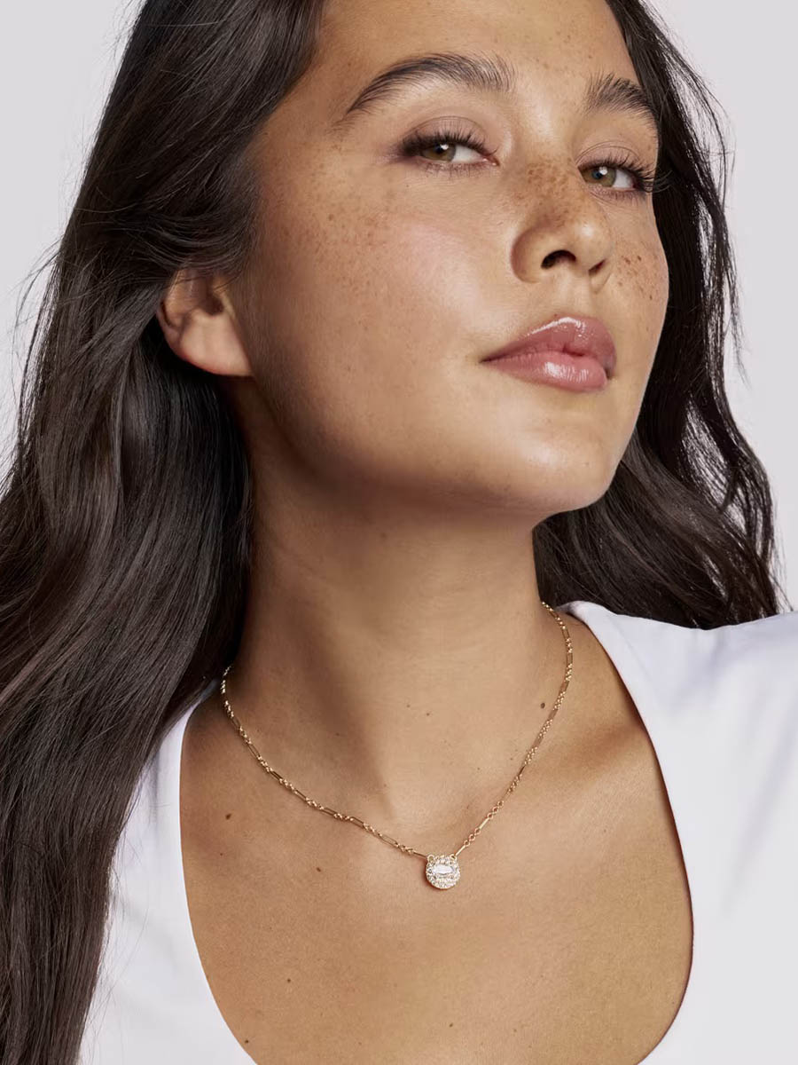 Kendra Scott Bella Gold Short Pendant Necklace in White CZ