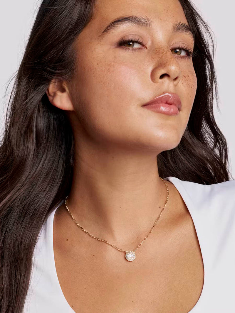 Kendra Scott Bella Gold Short Pendant Necklace in White CZ