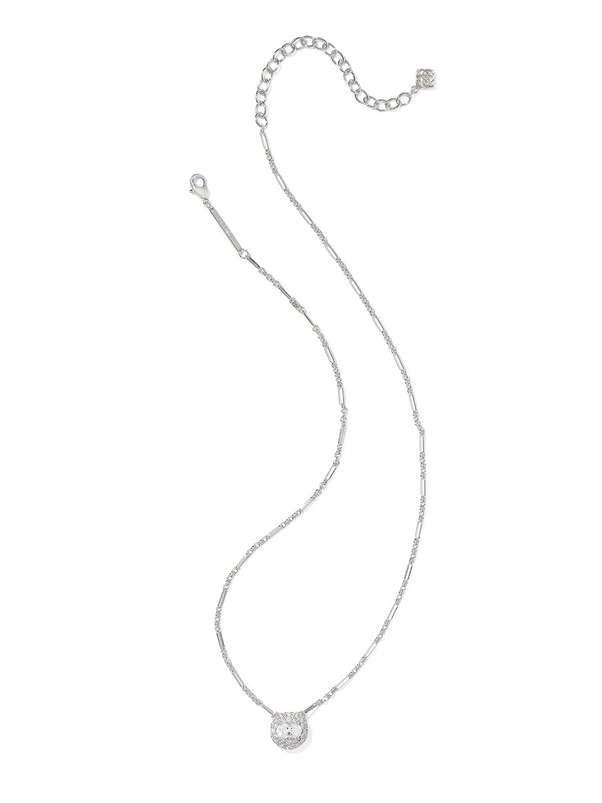 Kendra Scott Bella Silver Short Pendant Necklace in White CZ