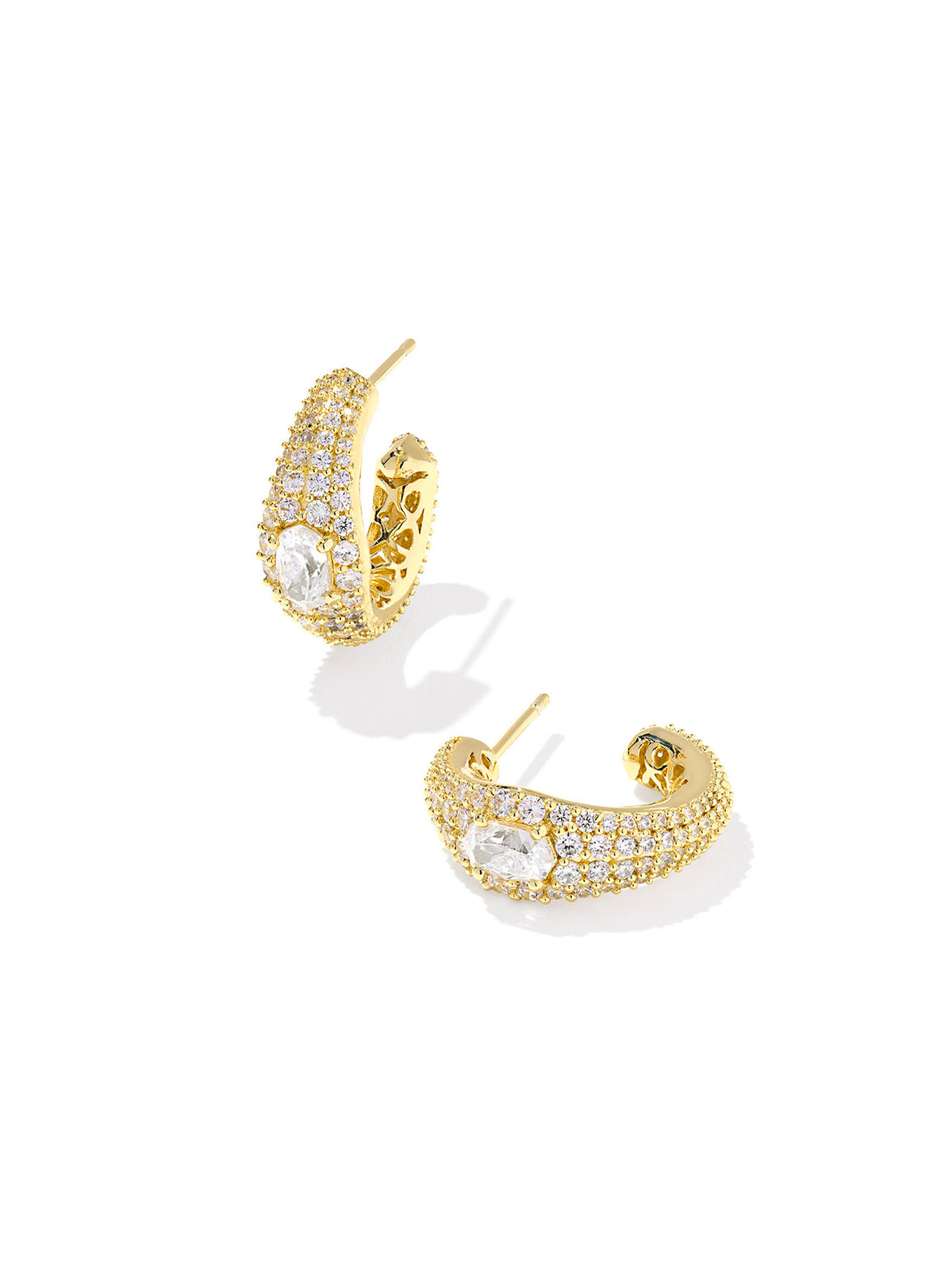 Kendra Scott Bella Gold Hoop Earrings in White CZ